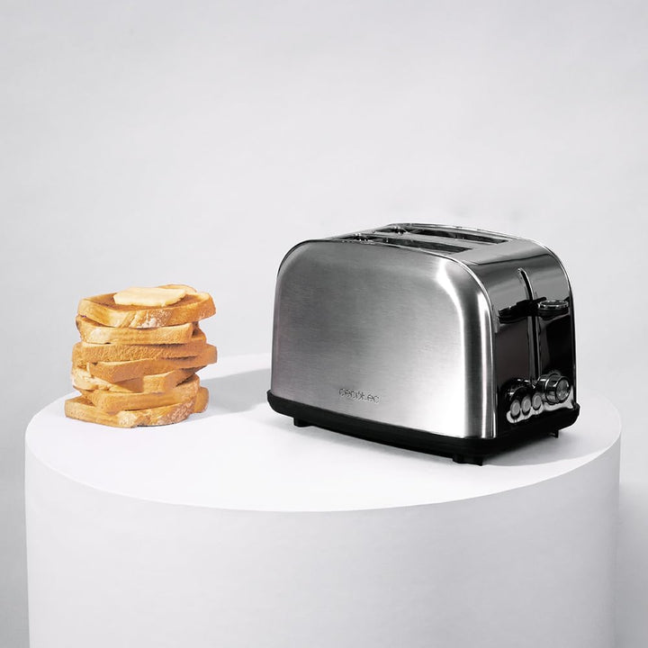 Cecotec Vertikaler Toaster 2 Kurzschlitze Toastin' time 850 Inox Lite, 850 W, 2 Scheiben Brot, 3,8 c