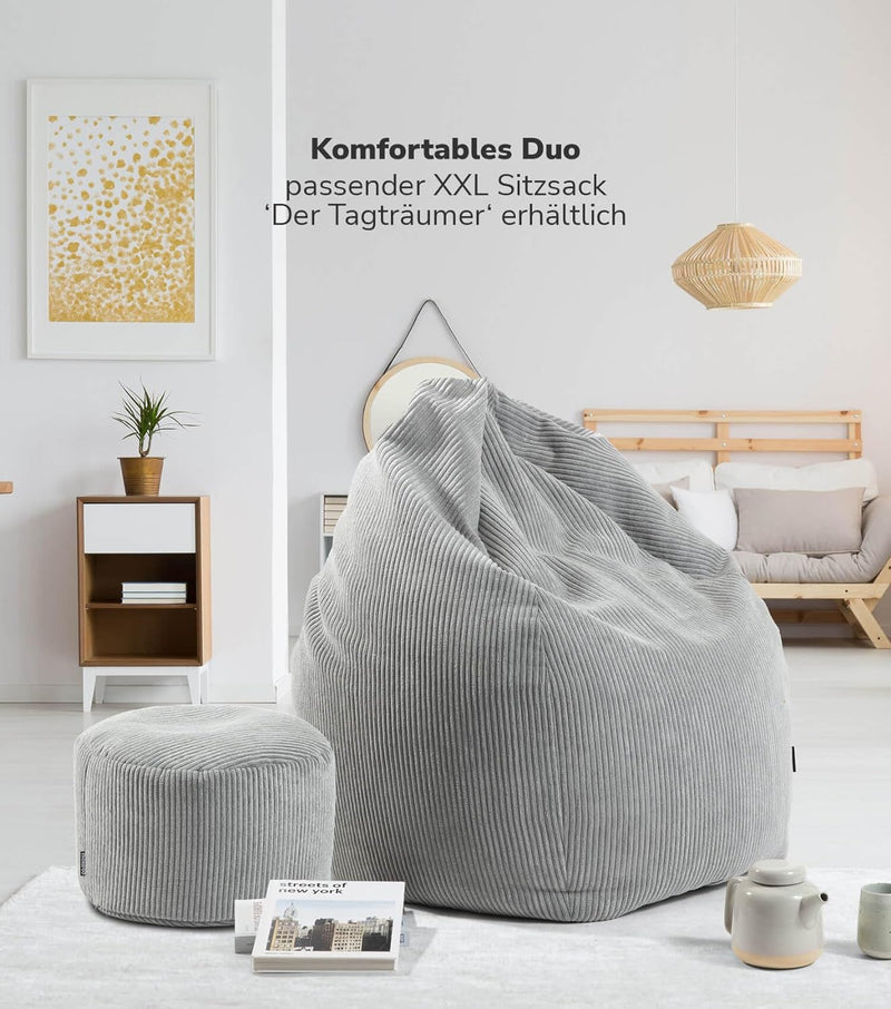 mokebo® Pouf, Hocker o. Sitzhocker aus Cord 40x60 cm &