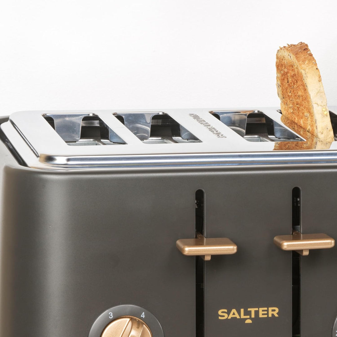 SALTER Pebble 4-Scheiben-Toaster – breiten Schlitzen, 6 Bräunungsstufen, selbstzentrierende Schlitz,