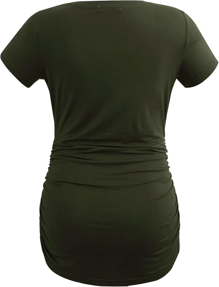 Smallshow Damen Umstandstop V Hals Schwangerschaft Seite Geraffte Umstandskleidung Tops T Shirt 3 Pa