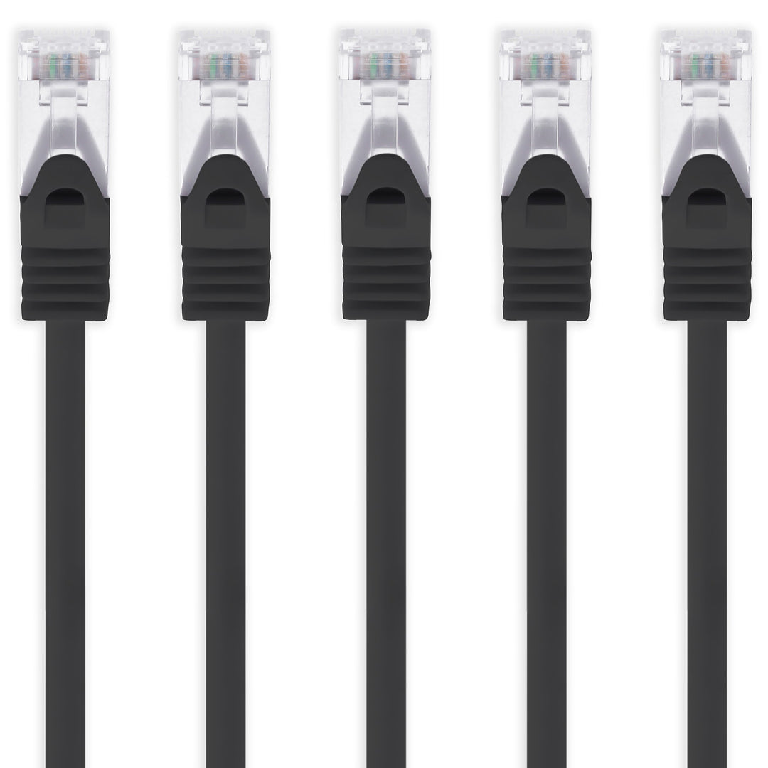 1aTTack.de 7,5m - schwarz - 5 Stück Cat7 Netzwerkkabel SFTP Patchkabel Lankabel Rohkabel 10GB/s - 50
