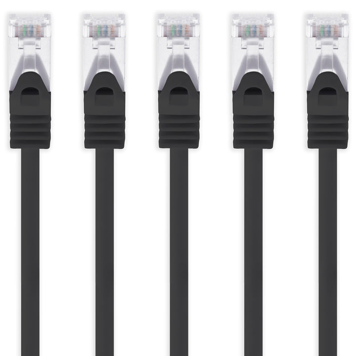 1aTTack.de 7,5m - schwarz - 5 Stück Cat7 Netzwerkkabel SFTP Patchkabel Lankabel Rohkabel 10GB/s - 50
