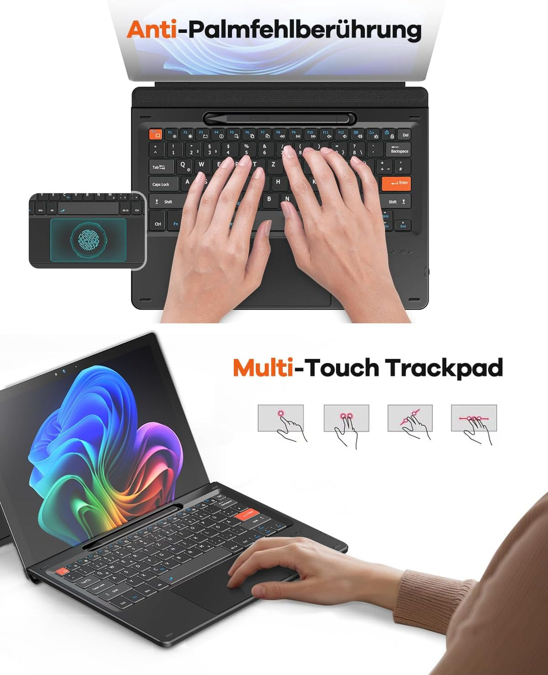 Doohoeek Bluetooth Tastatur für Surface Pro 11/10/9/8/X, Kabellose Beleuchtete Tastatur, Ultraslim K