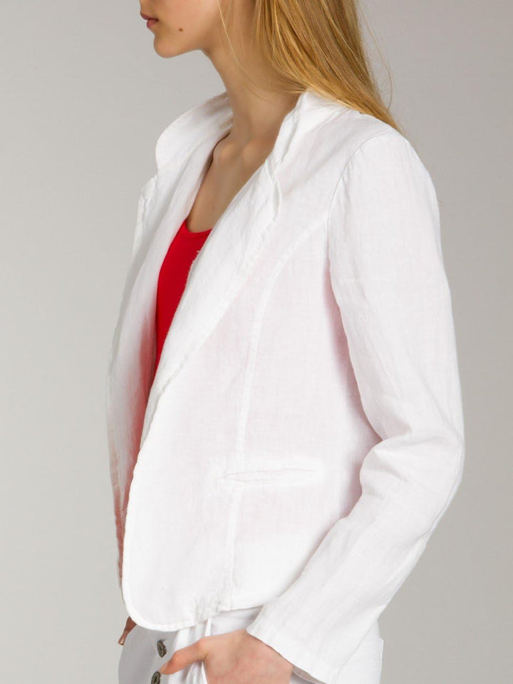 Caspar BZR004 kurzer Damen Leinen Sommer Blazer XS Weiss, XS Weiss