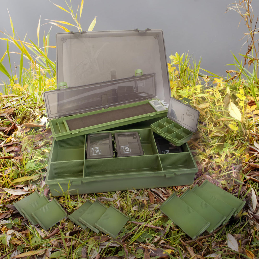 Carp Rig Box 7+1, Carp Rigboard Kleinteile Sortiment Bag Angelkoffer mit 6 Zusatzboxen, Inklusive Ri