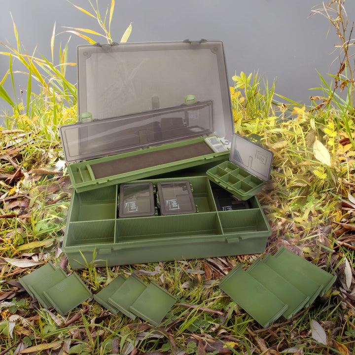 Carp Rig Box 7+1, Carp Rigboard Kleinteile Sortiment Bag Angelkoffer mit 6 Zusatzboxen, Inklusive Ri