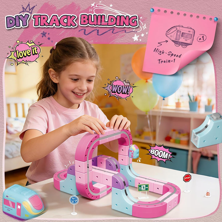 YESHIN Clickrail Electric Train Set, Eisenbahn Elektrisch Cube Track mit Schwerkraft Defying 3D-Layo