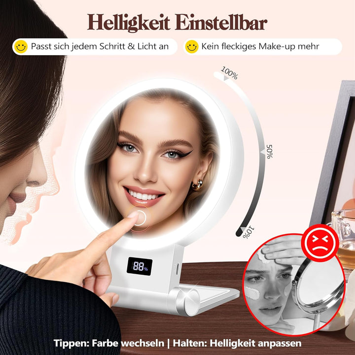 B Beauty Planet 30X/1X Kosmetikspiegel mit Vergrösserung, Digitaler Batterieanzeige, 4-in-1-Ständer,