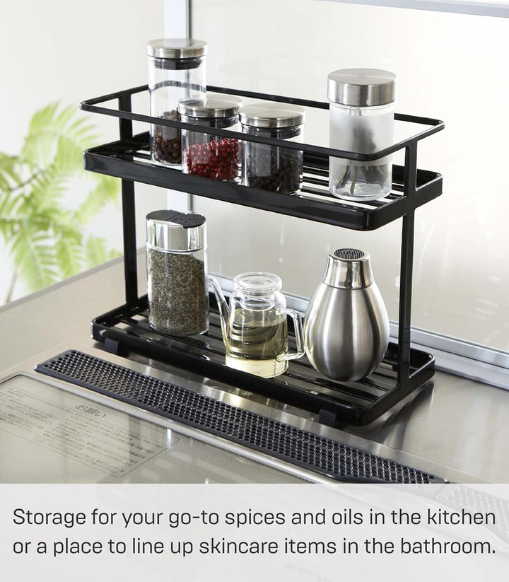 Yamazaki Home Countertop Gewürzablage und Organizer | Stahl, Einheitsgrösse, Schwarz, Schwarz