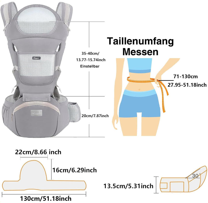 TOFFCAEA 6-in-1 Babytrage Neugeborene, Babytrage Ergonomische Reine Baumwolle Leicht, verstellbarer