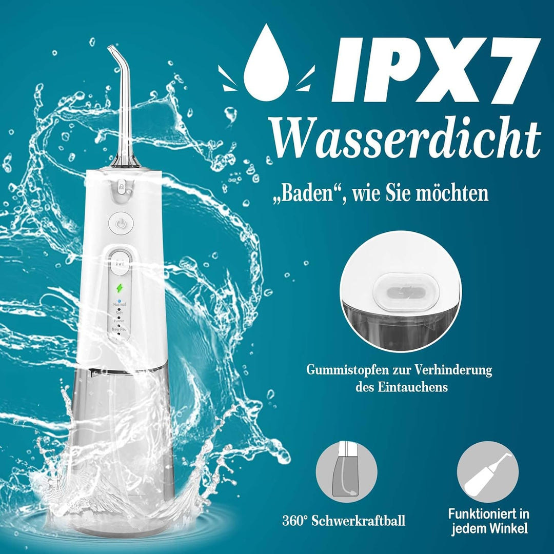 SURFOU Munddusche Kabellos Mundduschen 230ML 5 Modi 7 Düsen, Mundduschen Reise Water Flosser IPX7 Wa