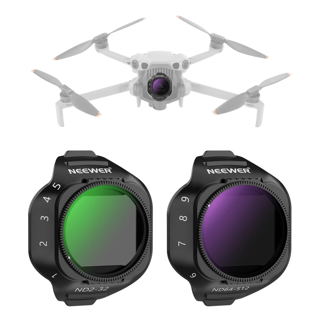 NEEWER Variabler ND Filter Set Kompatibel mit DJI Mini 5 Pro Drone Kamera (ND2-32 + ND64-512), 2er P