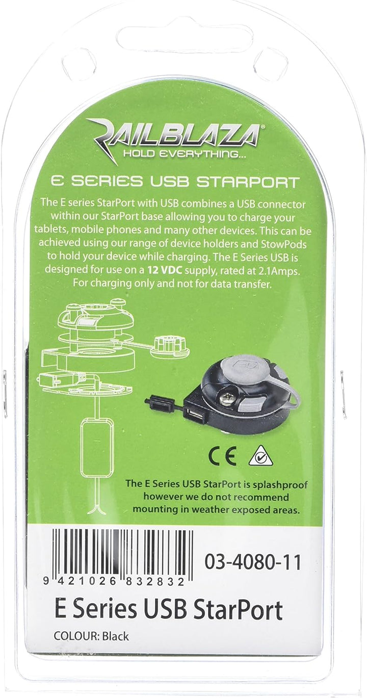 Railblaza E-Serie USB Star Port und Spacer – Schwarz