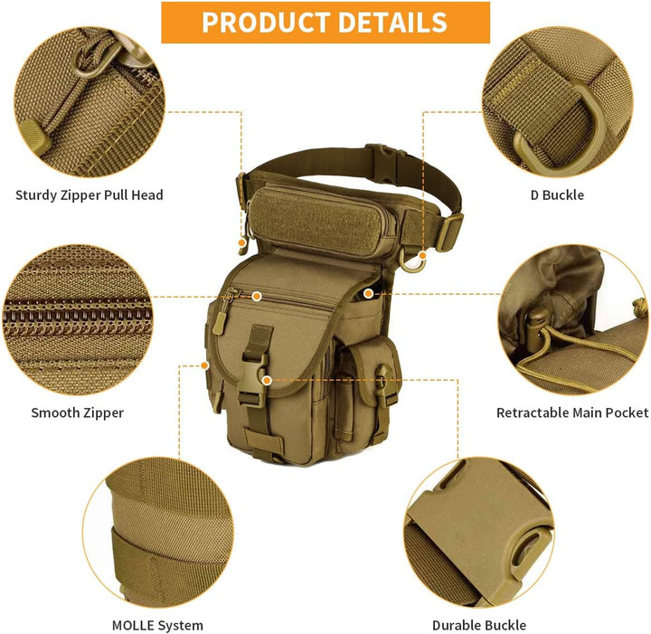 Huntvp Taktisch Beintasche Militär Beinbeutel MOLLE Hüfttasche Sport Tactical Leg Bag Armee Beintasc