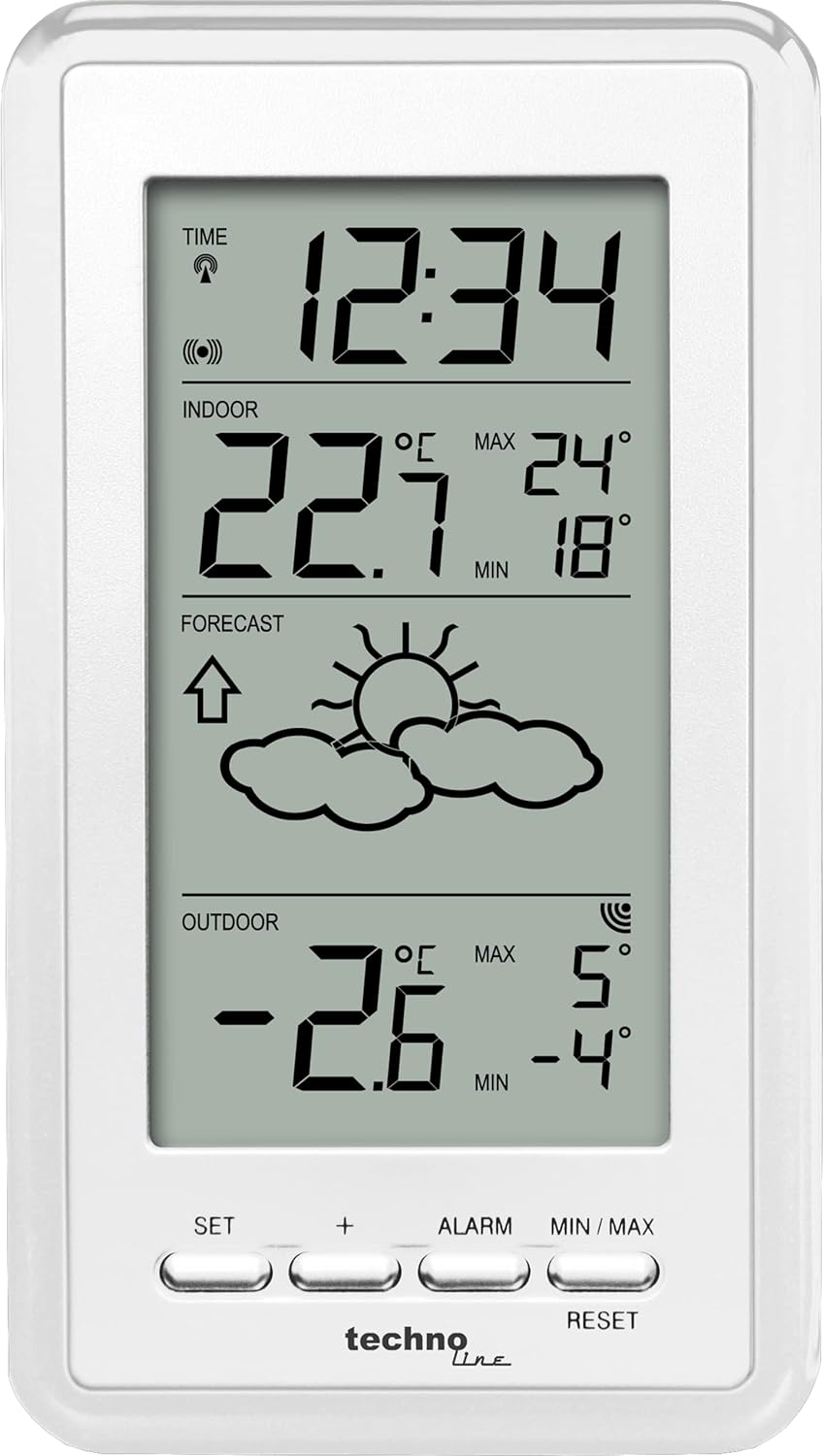 Technoline WS9130weiss Wetterstation mit Vorhersage der Wetterlage, sowie Innen- und Aussentemperatu