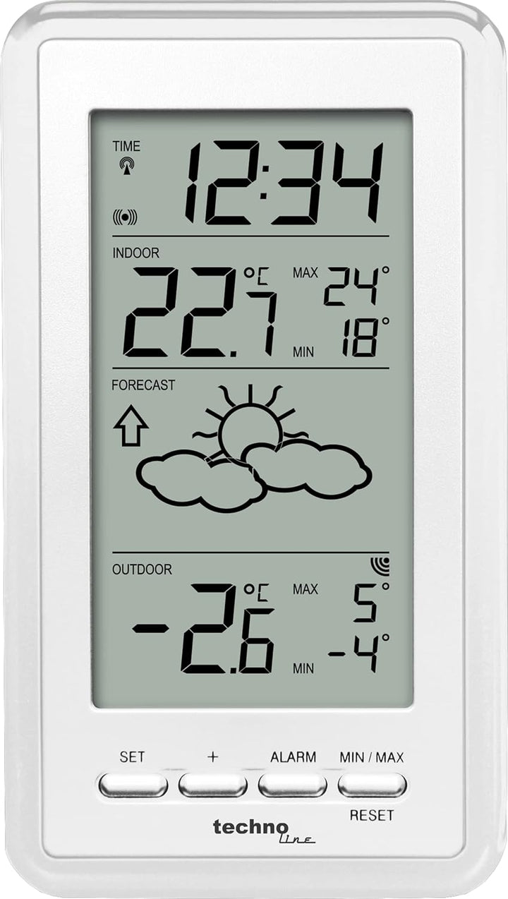 Technoline WS9130weiss Wetterstation mit Vorhersage der Wetterlage, sowie Innen- und Aussentemperatu