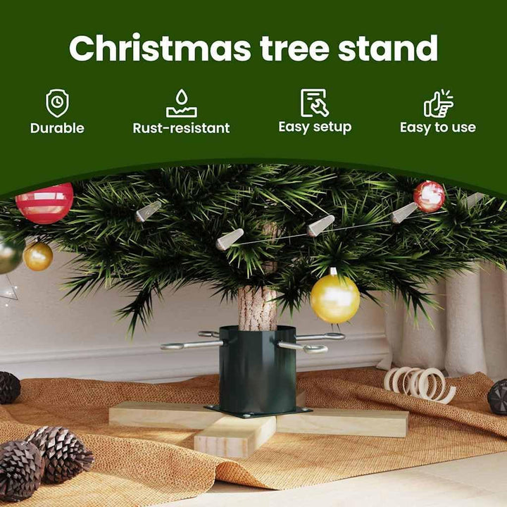 vidaXL Weihnachtsbaumständer Grün 50 x 50 x 16 cm Massives Kiefernholz, Wohnzimmer, moderner Feierta