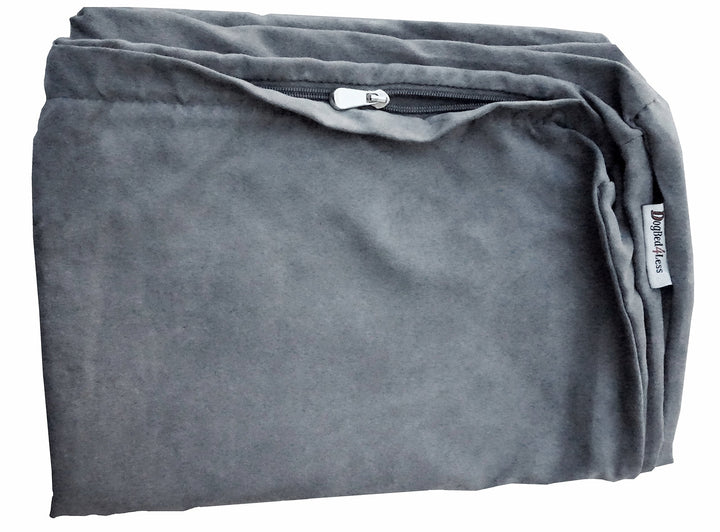 Dogbed4less 94 x 68 x 10 cm, Grösse M: Wildlederstoff, externer Ersatzbezug in Grauer Farbe mit Reis
