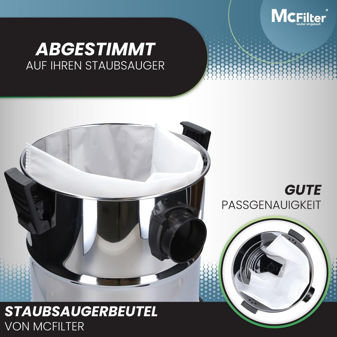McFilter | 20 Staubsaugerbeutel 40l | kompatibel für ALLE Einhell 40 Liter Nass-Trockensauger | Schm