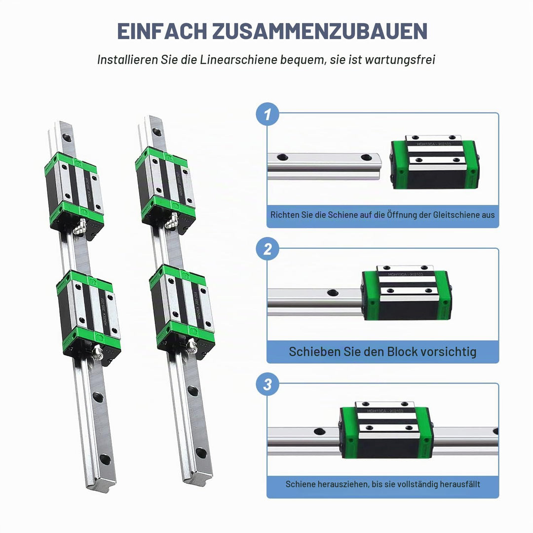 CNCMANS HGR20 Linearführung Linearschiene 2Stück HGR20-1000mm Führungsschiene mit 4Stück Hohe Präzis