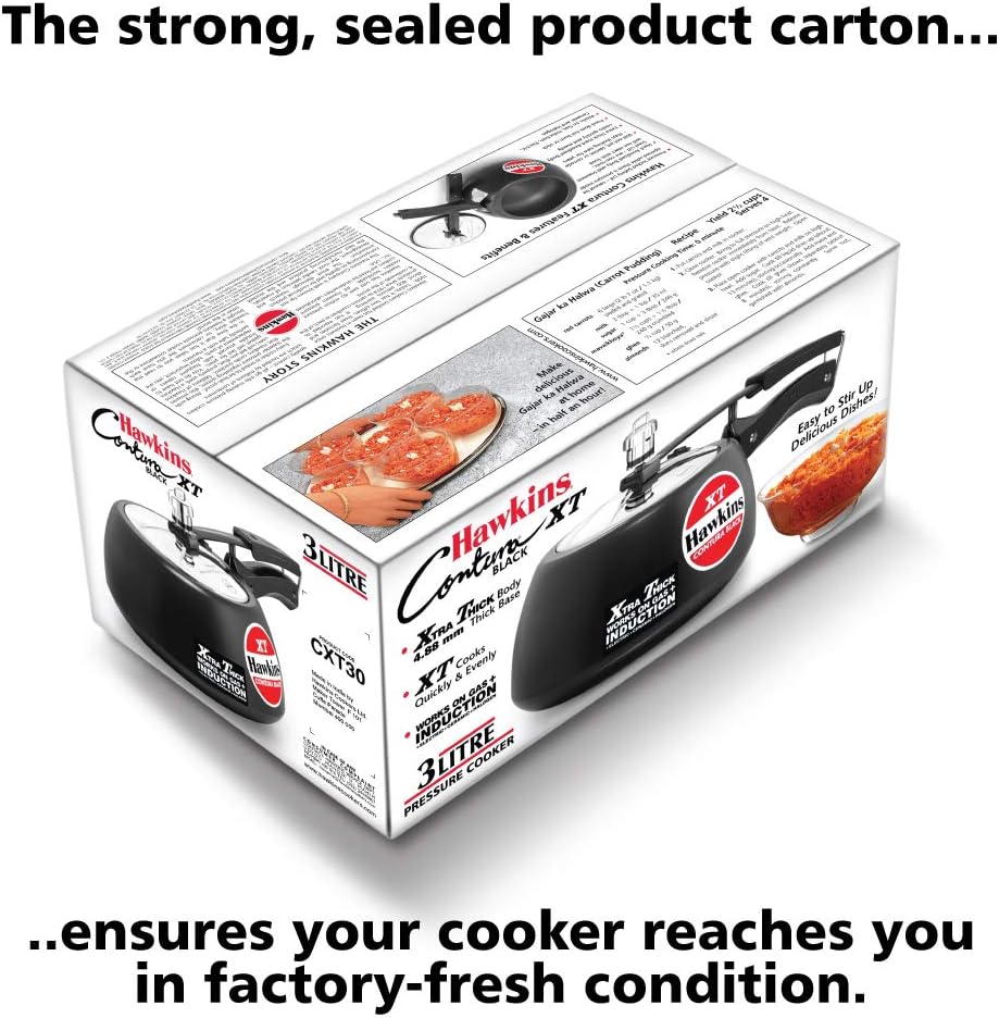 Hawkins CXT30 Contura Schnellkochtopf, harteloxiert, Induktionskompatibel, extra dicker Boden, Schwa