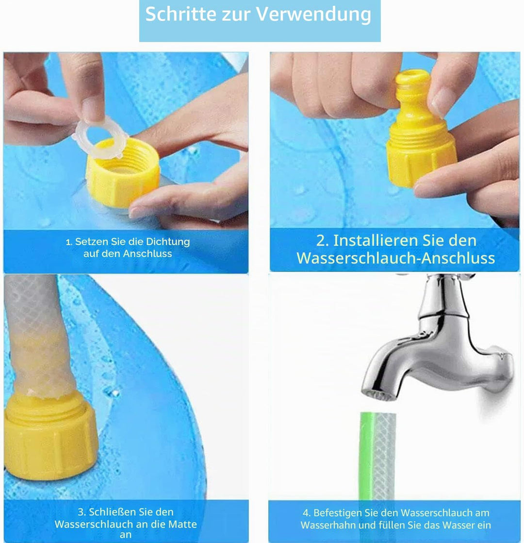 Planschbecken für Haustiere und Kinder, 150 cm Sprinkler- und Spritzwasser-Spielmatte,Hunde Planschb