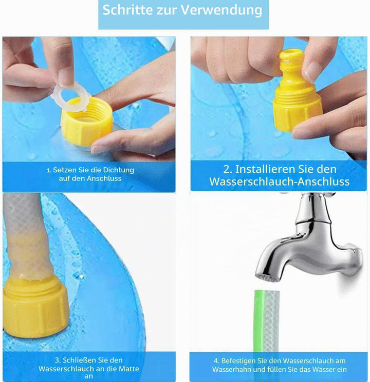 Planschbecken für Haustiere und Kinder, 150 cm Sprinkler- und Spritzwasser-Spielmatte,Hunde Planschb