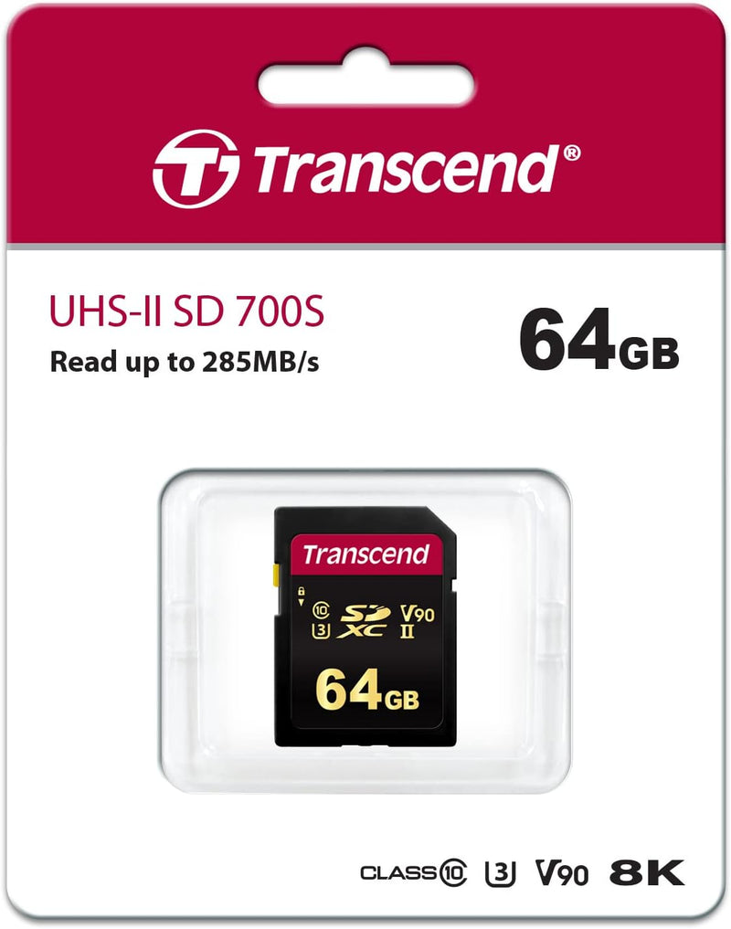 Transcend 64 GB SDXC/SDHC 700S Speicherkarte TS64GSDC700S / bis zu 285 MBs lesen und 180 MBs schreib