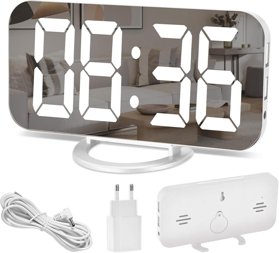 U-Picks Wecker Digital,Spiegel Digitaler Wecker,Grosse 6,5" LED-Anzeige mit Dimmer-Modus zur Helligk