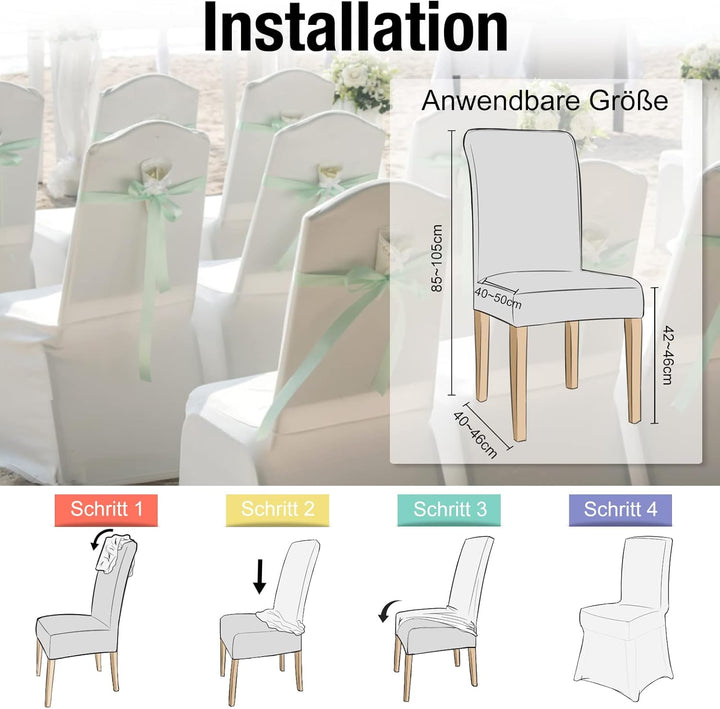 UISEBRT 50 Stück Universell Stuhlhussen Stretch Weiss Stuhlbezüge Moderne für Hochzeiten und Feiern