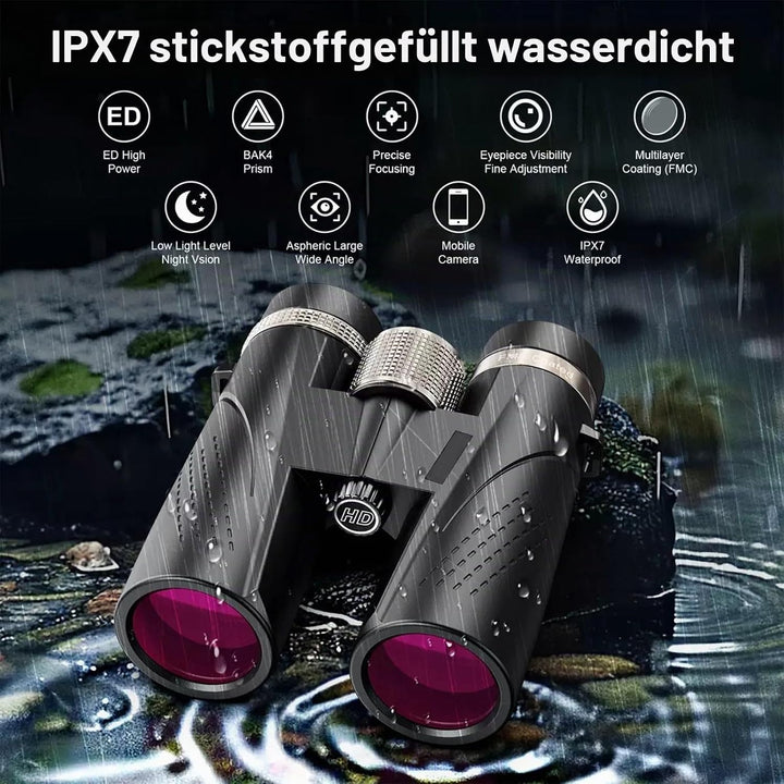 Fernglas 12x42, Leistungsstarke Ferngläser mit Heller und sauberer Sicht, für Erwachsene, BAK4 HD Pr