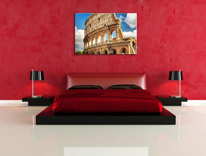 Kolosseum in Rom, Format: 100x70 auf Leinwand, XXL riesige Bilder fertig gerahmt mit Keilrahmen, Kun