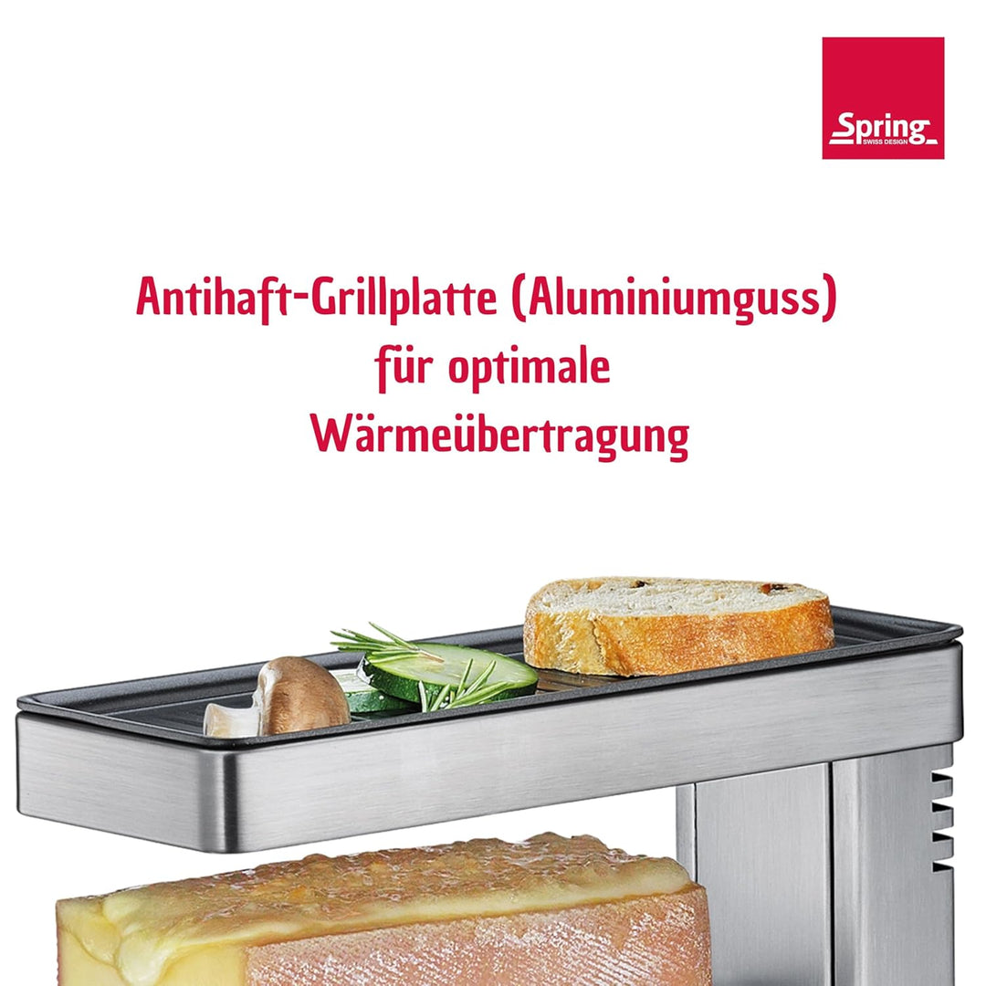 SPRING Raclette Ofen | Schweizer Raclette-Gerät | Edelstahl | stufenlos höhenverstellbar | mit antih