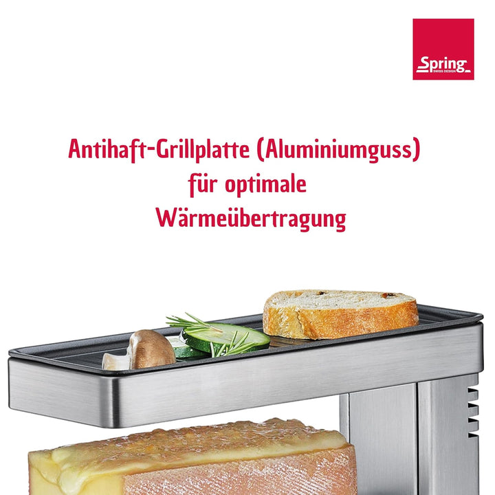 SPRING Raclette Ofen | Schweizer Raclette-Gerät | Edelstahl | stufenlos höhenverstellbar | mit antih