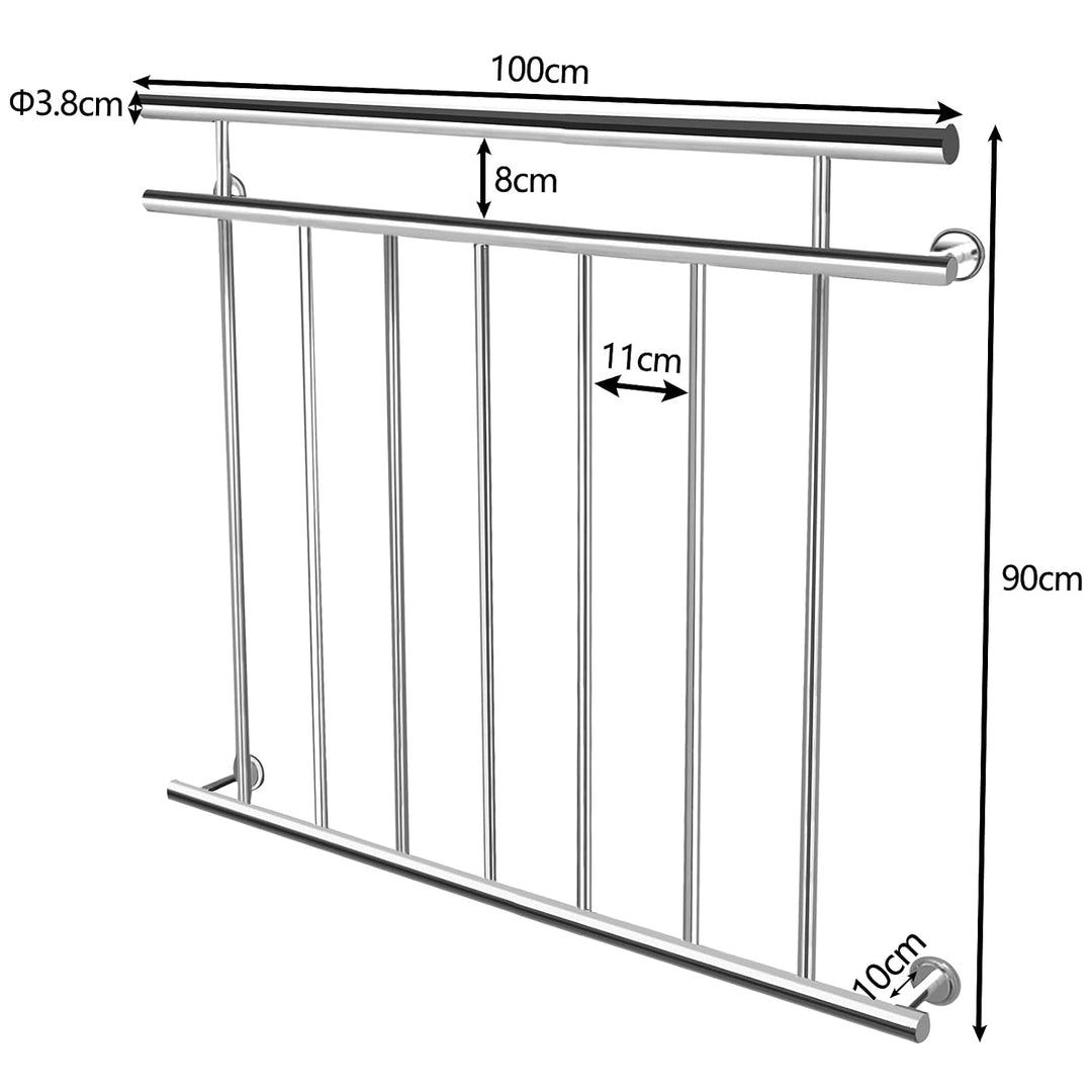 XMTECH Französischer Balkon Edelstahl 100 x 90 cm Balkongeländer Stabgeländer Geländer Balkongitter