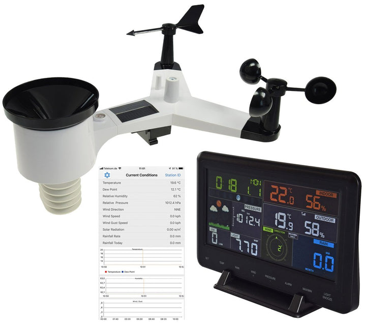 ChiliTec WLAN Wetterstation 12in1 - Temperaturanzeige Innen & Aussen mit Display, Smart App, Wetterr