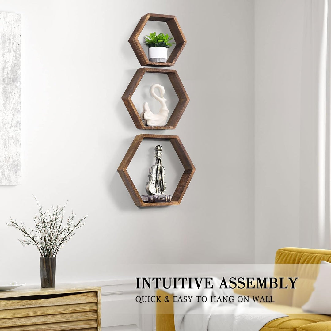 Schwebendes Sechseck Regal 6er-Set Wandhalterungsmontage Wabenregal Bauernhaus Sechseckige Regale Wa