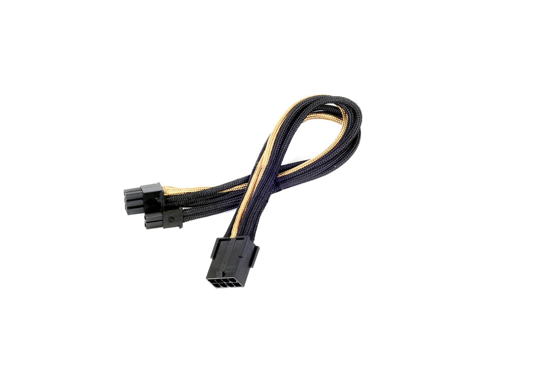 SilverStone SST-PP07-PCIBG - Netzteil-Verlängerungskabel 25cm 8pin auf PCI-E 6+2pin, schwarz/gold SS