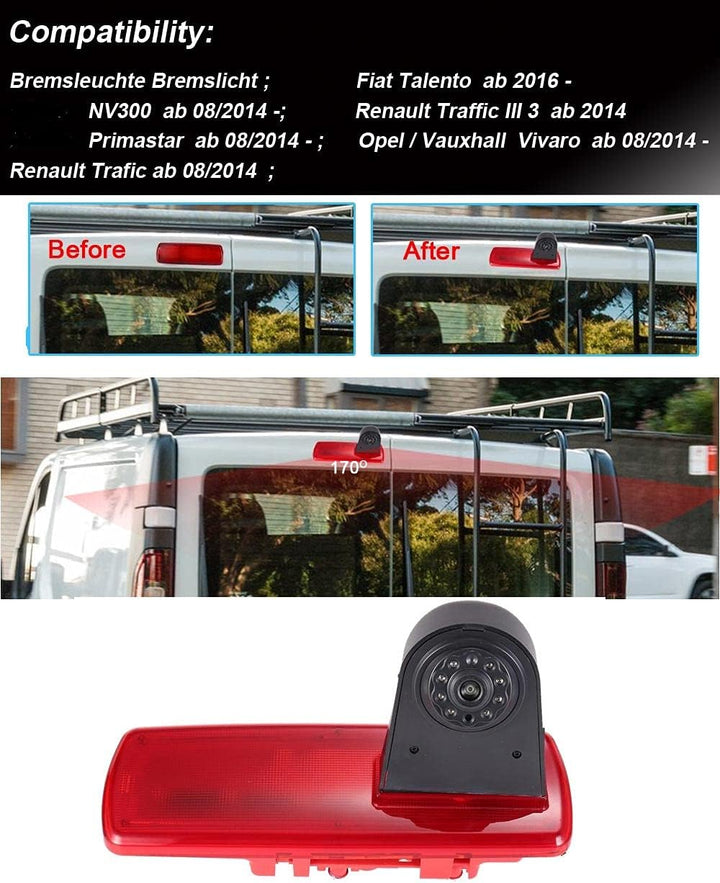 Auto Dritte Dach Top Mount Bremslicht Rückfahrkamera +4,3 inch Rückspiegel Einparkkamera Rückfahrsys