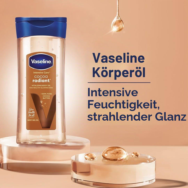 Vaseline Intensive Care Cocoa Radiant für strahlende Haut, Körpergelöl mit reiner Kakaobutter + rege