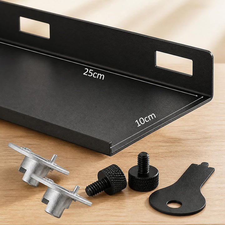 Wandregal Schwarz Metall für Akustikpaneele ohne Bohren 10x25cm Zubehör