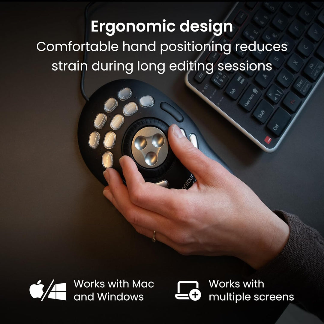 Contour Multimedia Controller PRO v2 | Ergonomisches Jog Wheel für Video/Musik/Bildbearbeitung | USB