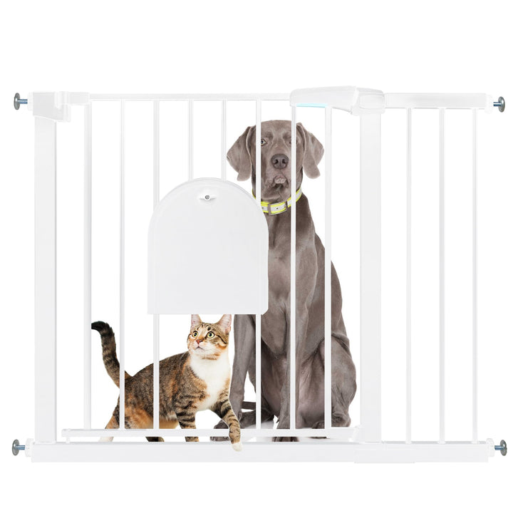 SUBTLETY Türschutzgitter mit Katzenklappe Auto Schliessen Treppenschutzgitter Ohne Bohren Hundegitte