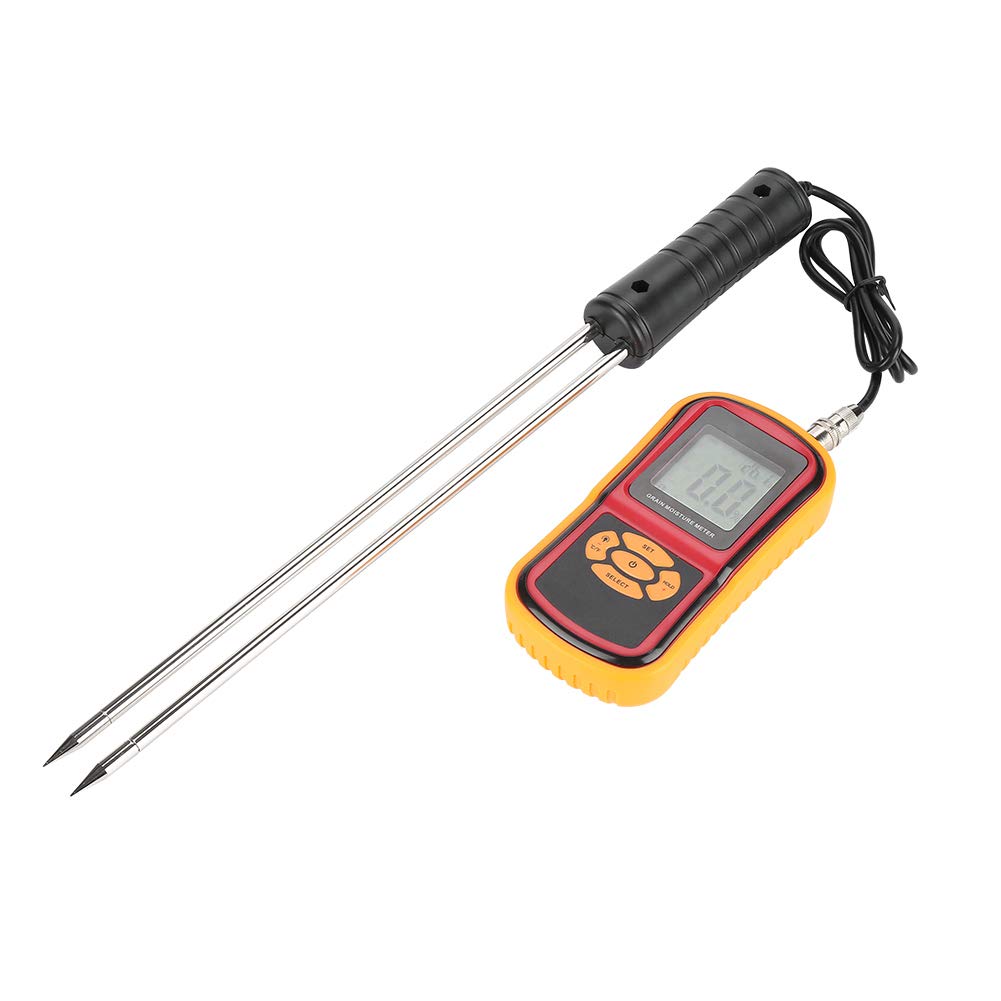 Oumefar Digital LCD Tragbares Getreide-Feuchtigkeits-Testkit Temperaturmessgerät für Weizenreis Mais