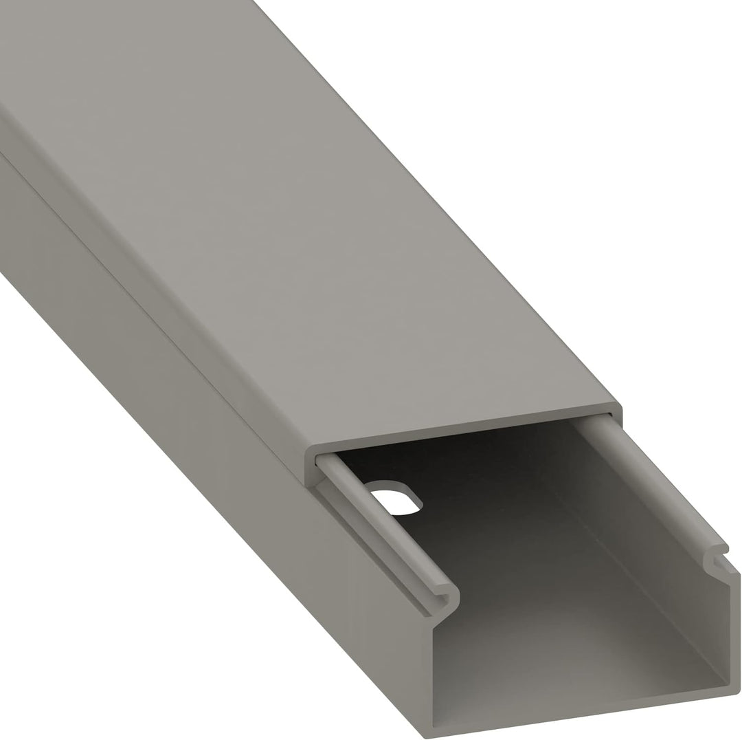 Habengut Kabelkanal (mit Montagelochung im Boden) 30x15 mm aus PVC, Farbe: Grau, Länge 4 m (4 x 1 m