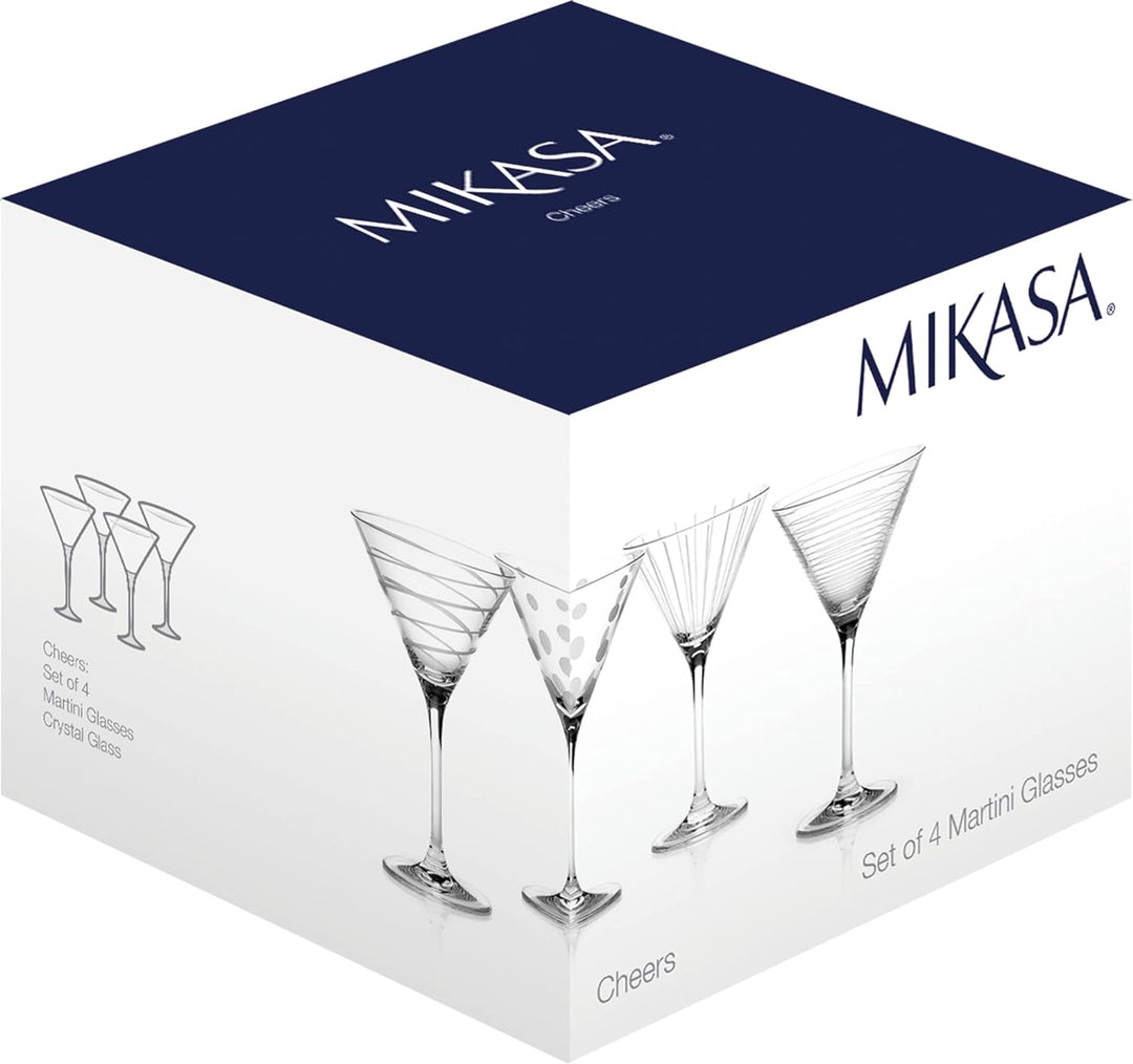 Mikasa Cheers Martini-Gläser, 4er-Set, 290 ml, Silber Martini-Gläser Silber, Martini-Gläser Silber