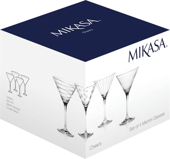 Mikasa Cheers Martini-Gläser, 4er-Set, 290 ml, Silber Martini-Gläser Silber, Martini-Gläser Silber