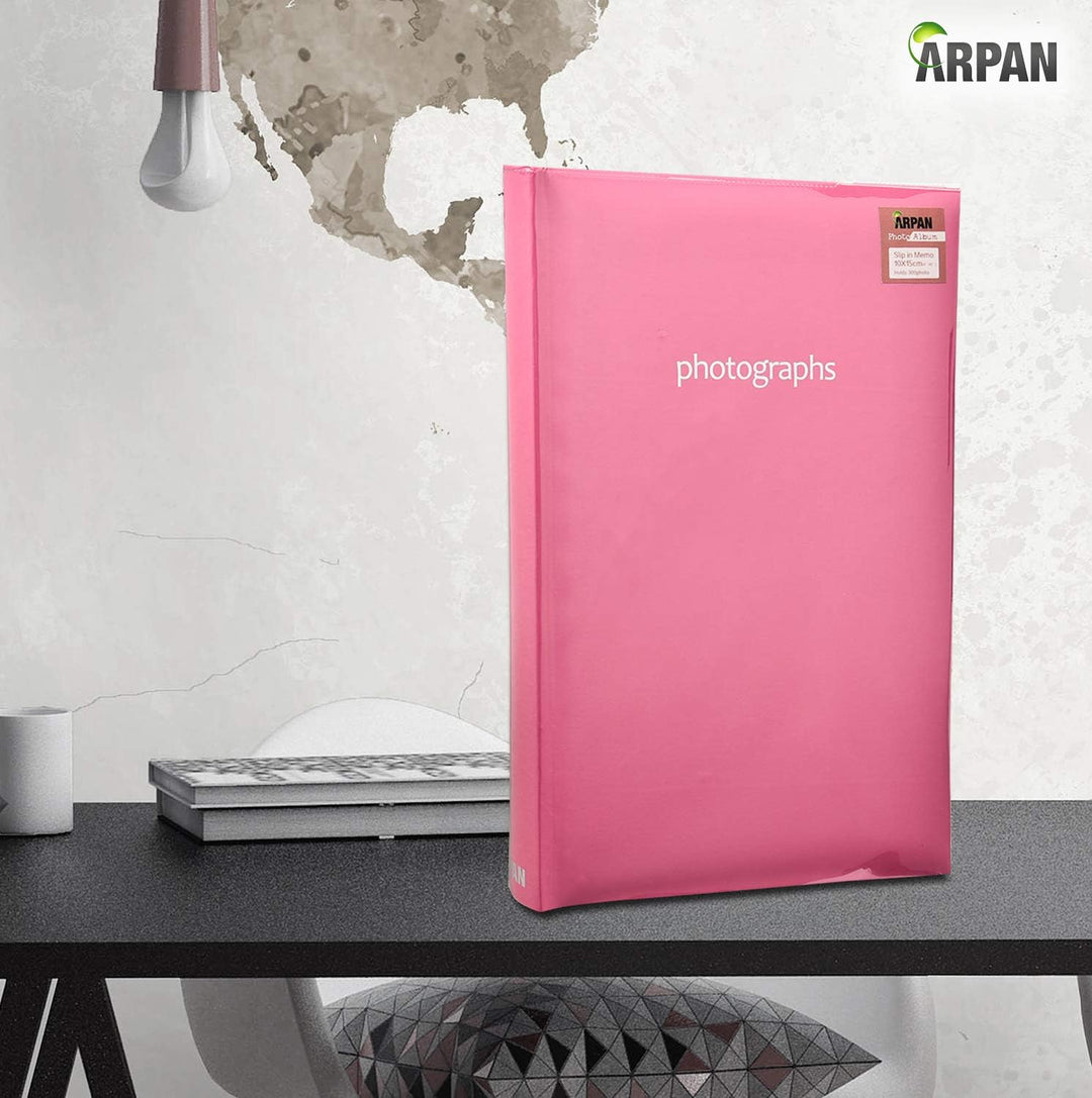 Arpan Einsteck-Fotoalbum, gross, für 300 Fotos à 15 x 10 cm, Pink, 300 Stück