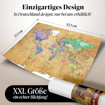 FlyHigh XXL Weltkarte Poster zum Rubbeln in Deutscher Sprache (82x60 cm) inklusive Klebesticker, Kra