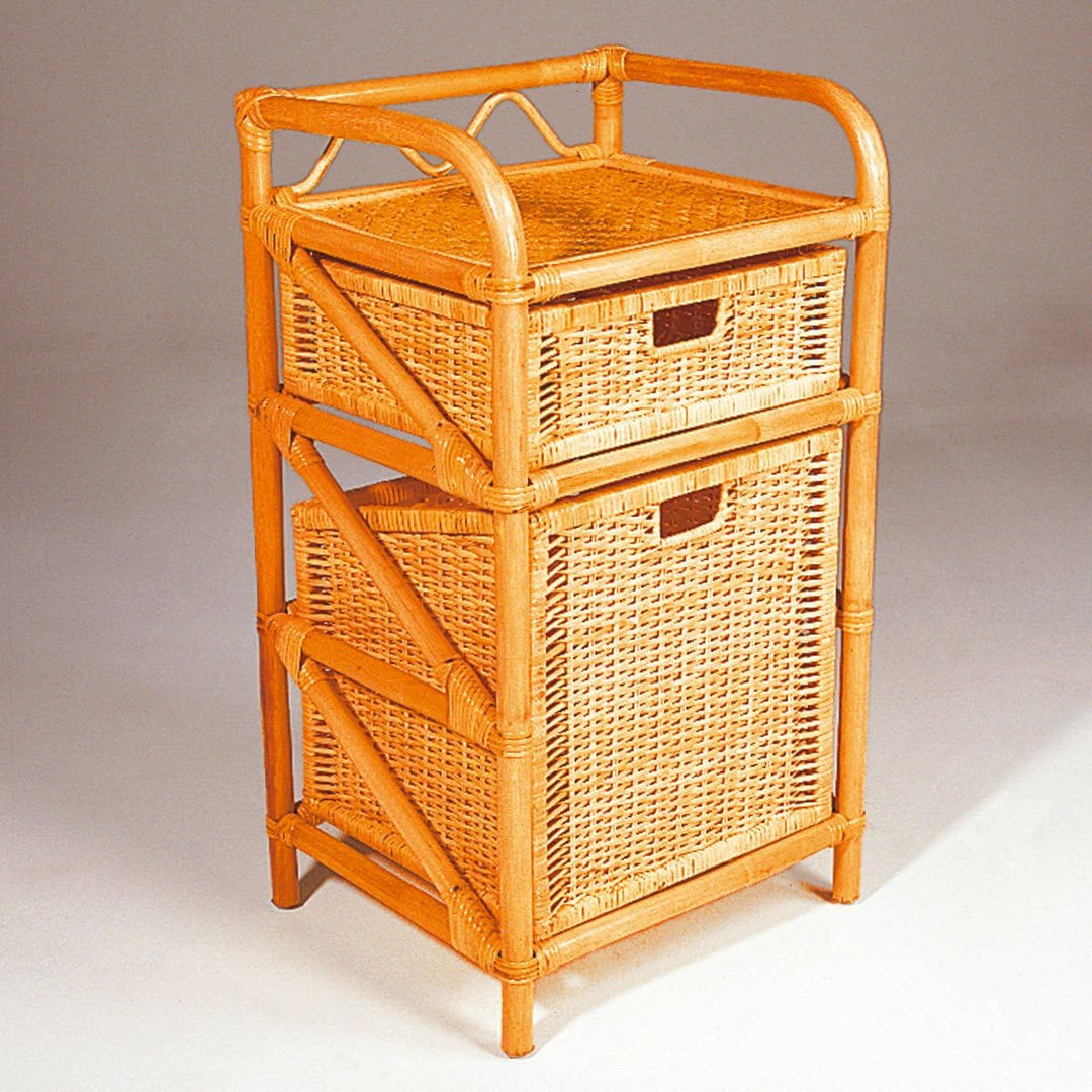 Hansen 2439/1-1 Rattanregal Schublade und Wäschebehälter 45 x 35 x 95 cm honig
